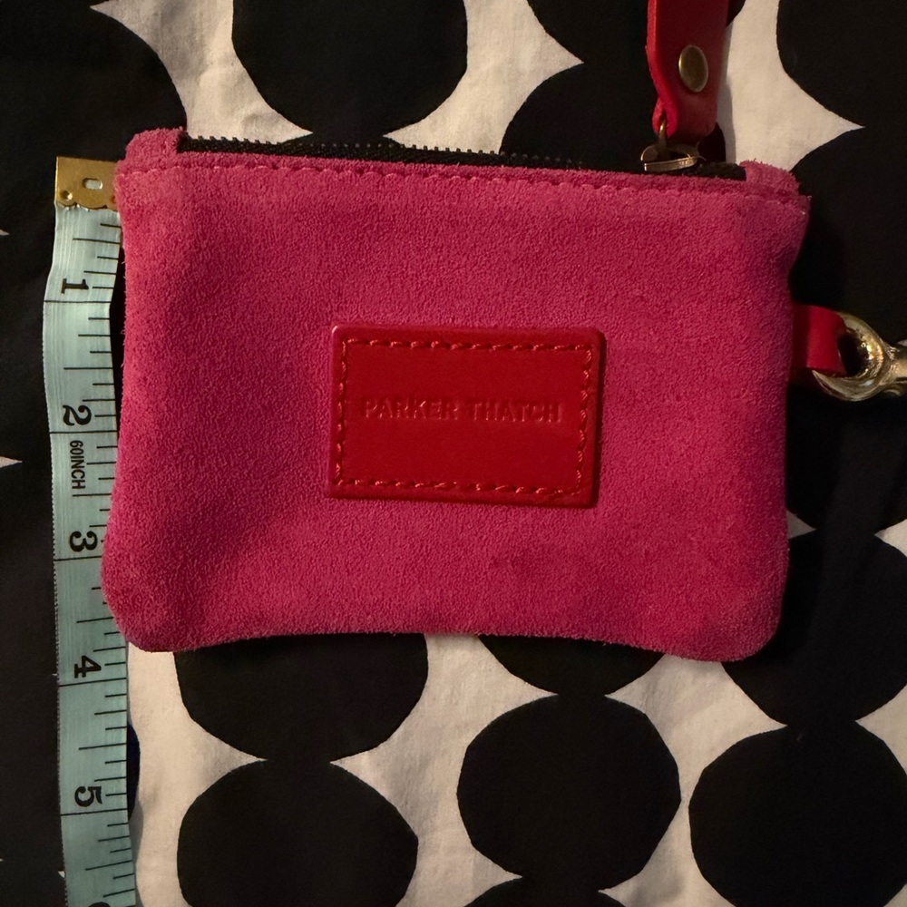 Parker Thatch Pink Suede Women's Clip on small zipper pouch - Picture 9 of 9